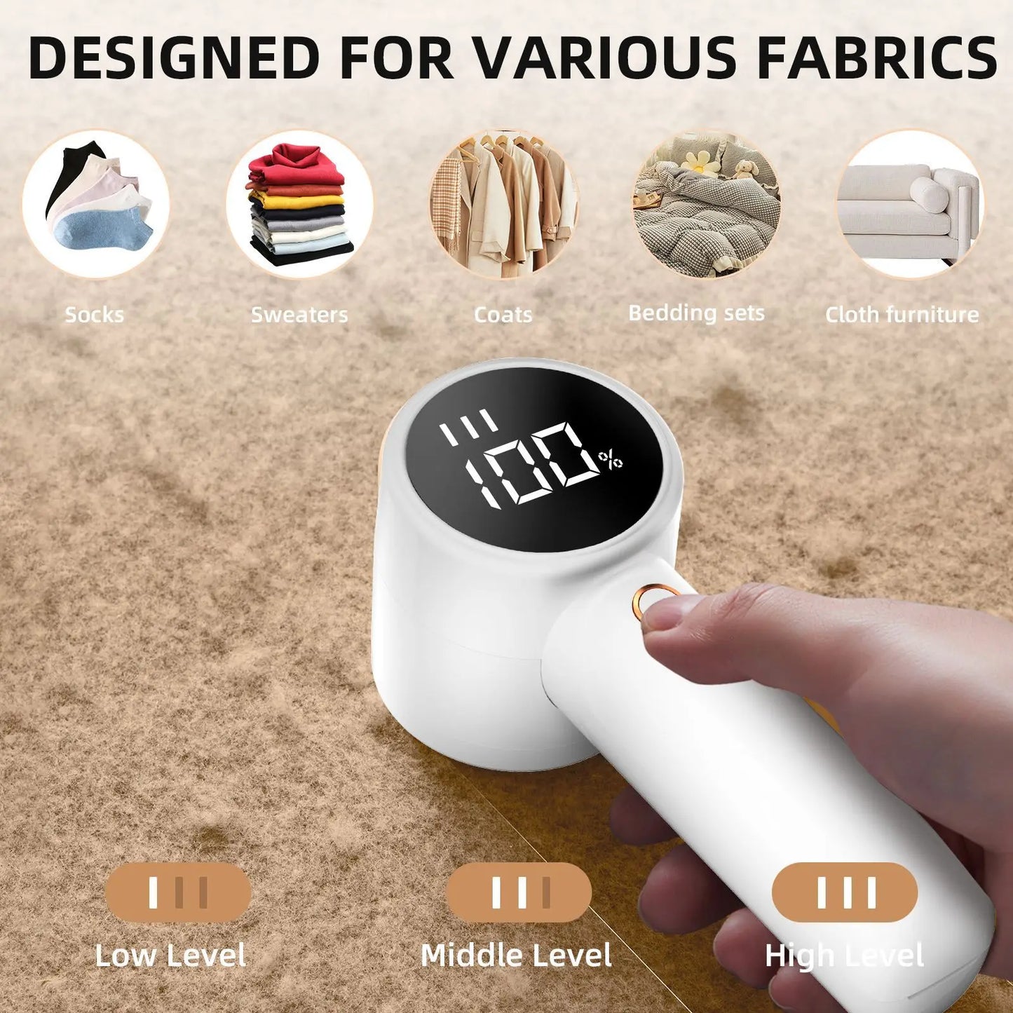 Rasoir Anti‑Peluches Électrique Rechargeable avec Écran LED